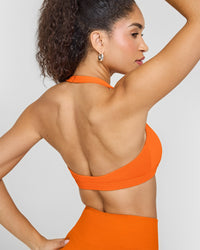 EasyLift™ Halter Bralette with White Logo | Flame Orange