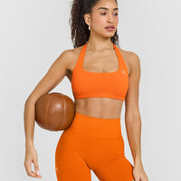 EasyLift™ Halter Bralette with White Logo | Flame Orange