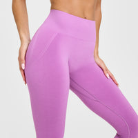 Effortless Seamless Leggings with White Logo | Orchid Purple