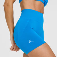 Effortless Seamless Shorts with White Logo | Tropical Blue