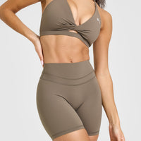 Unified High Waisted Shorts 6" | Moss Brown