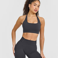 Timeless Square Neck Sports Bra | Coal