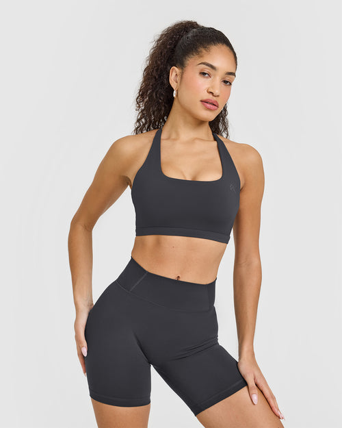Oner Modal Timeless Square Neck Sports Bra | Coal