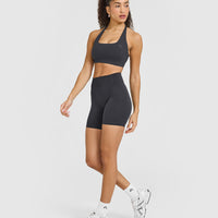 Timeless Square Neck Sports Bra | Coal