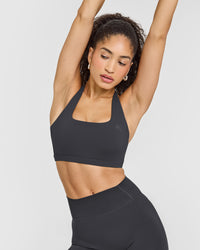Timeless Square Neck Sports Bra | Coal