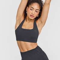 Timeless Square Neck Sports Bra | Coal