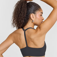 Timeless Square Neck Sports Bra | Coal