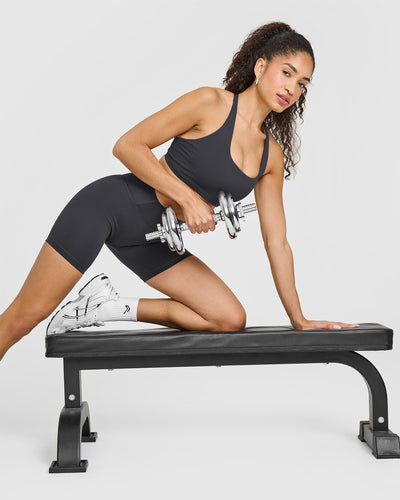 Timeless Square Neck Sports Bra | Coal