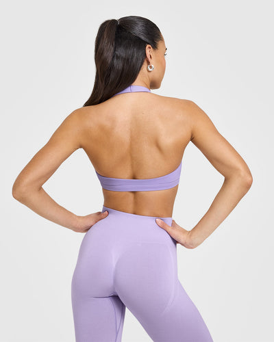 EasyLift™ Halter Bralette with White Logo | Wisteria Purple
