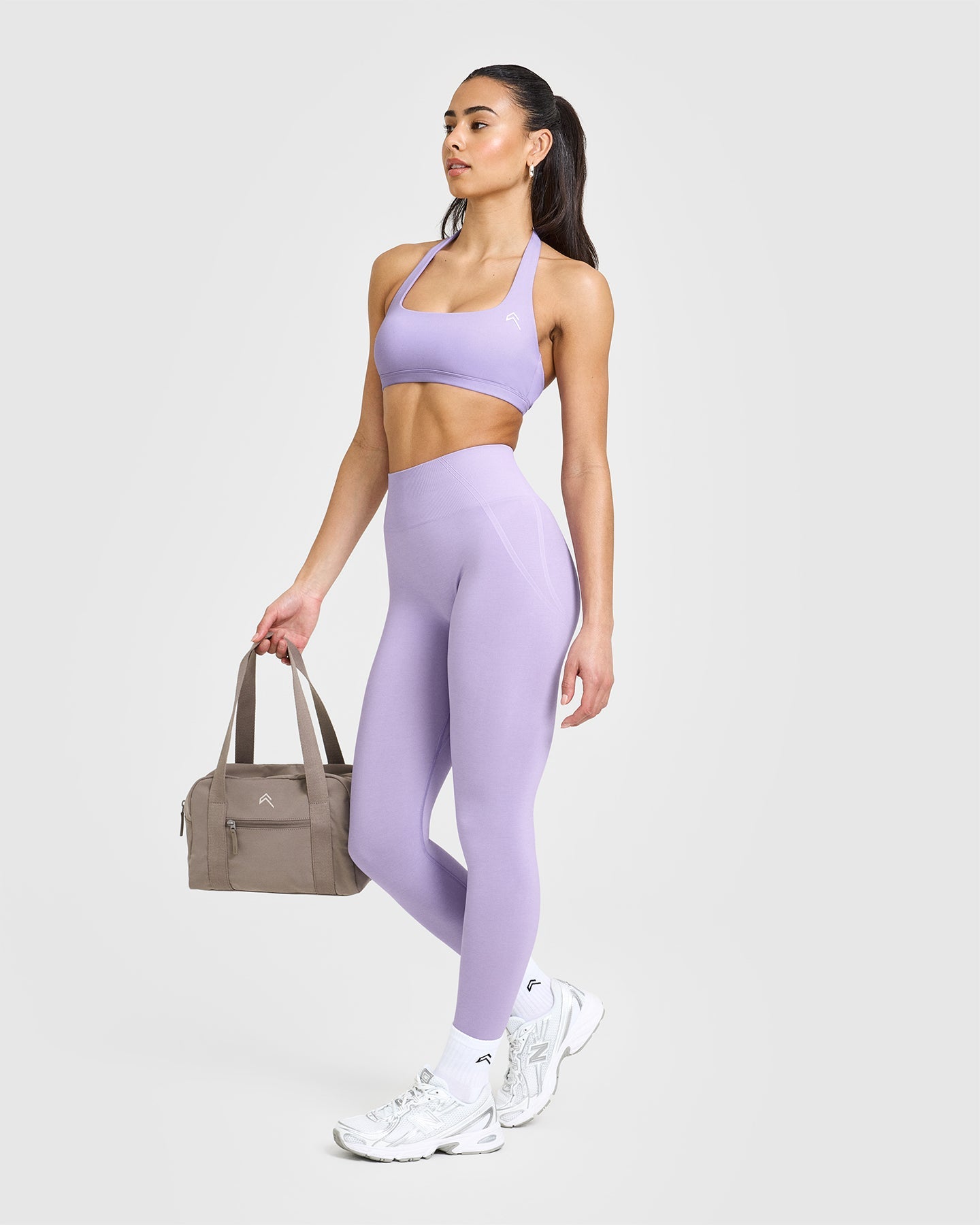 EasyLift™ Halter Bralette with White Logo | Wisteria Purple