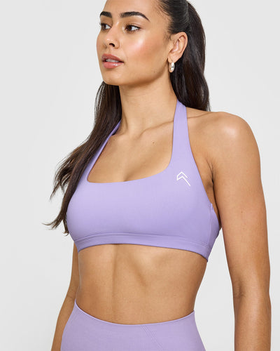 EasyLift™ Halter Bralette with White Logo | Wisteria Purple