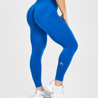 Effortless Seamless Leggings with White Logo | Oasis Blue