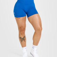 Effortless Seamless Shorts with White Logo | Oasis Blue