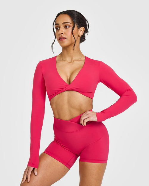 Oner Modal Unified Twist Front Long Sleeve Crop Top | Berry Bloom