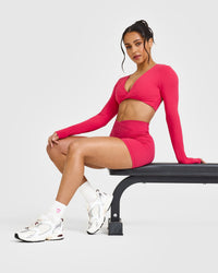 Unified Twist Front Long Sleeve Crop Top | Berry Bloom