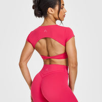 Unified Twist Front Short Sleeve Crop Top | Berry Bloom