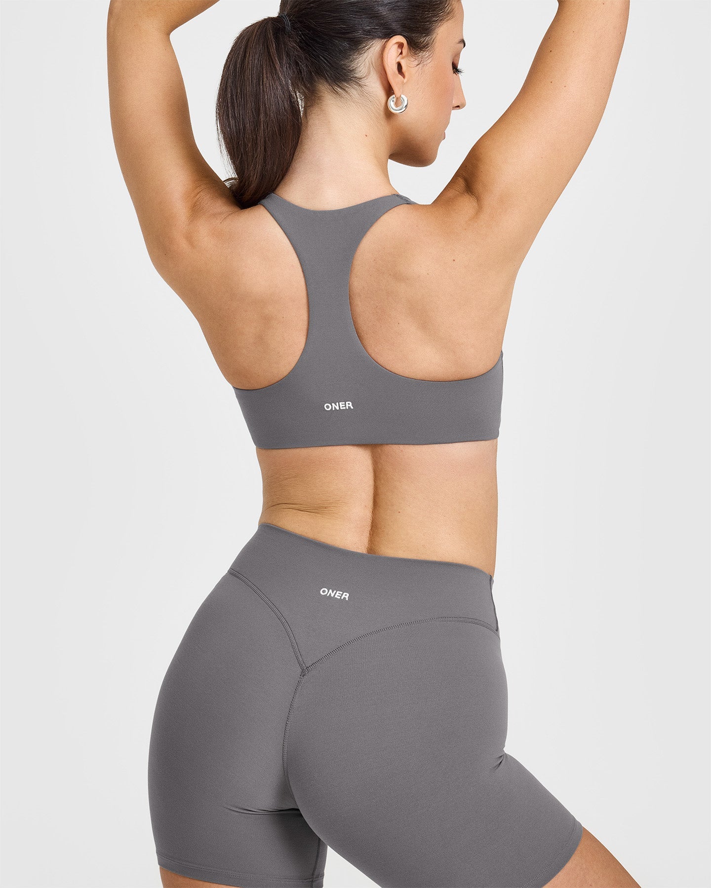 SoftMotion™ Bralette with White Logo | Ash Grey