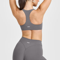 SoftMotion™ Bralette with White Logo | Ash Grey