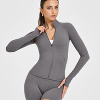 SoftMotion™ Jacket with White Logo | Ash Grey