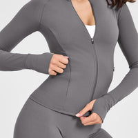 SoftMotion™ Jacket with White Logo | Ash Grey