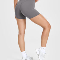 SoftMotion™ Shorts 6" with White Logo | Ash Grey