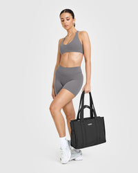 SoftMotion™ Shorts 6" with White Logo | Ash Grey