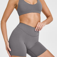 SoftMotion™ Shorts 6" with White Logo | Ash Grey