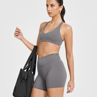 SoftMotion™ Shorts 6" with White Logo | Ash Grey