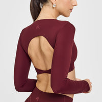 Unified Twist Front Long Sleeve Crop Top | Rosewood