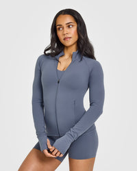 SoftMotion™ Jacket with White Logo | Granite Blue