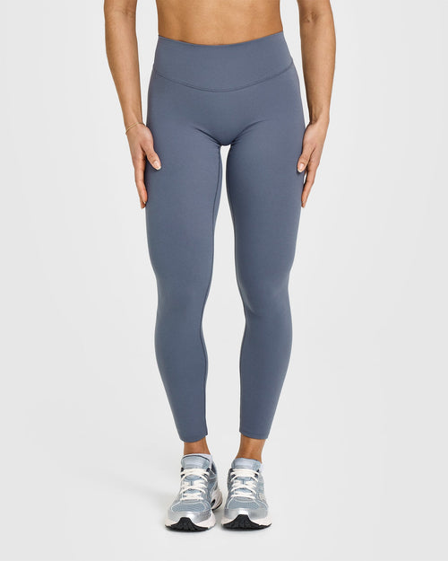 Oner Modal SoftMotion™ Leggings with White Logo | Granite Blue