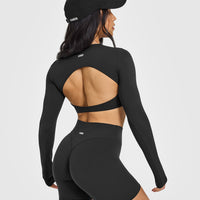 SoftMotion™ Long Sleeve Crop Top | Soft Black