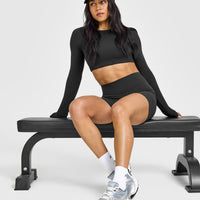 SoftMotion™ Long Sleeve Crop Top | Soft Black