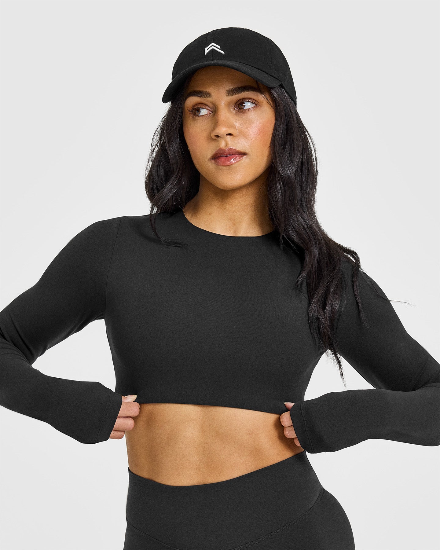 SoftMotion™ Long Sleeve Crop Top | Soft Black