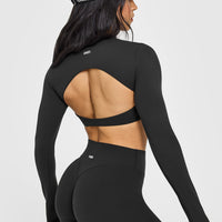 SoftMotion™ Long Sleeve Crop Top | Soft Black