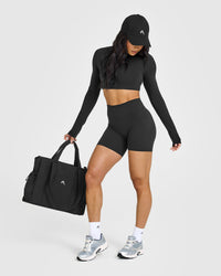 SoftMotion™ Long Sleeve Crop Top | Soft Black