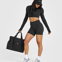 SoftMotion™ Long Sleeve Crop Top | Soft Black