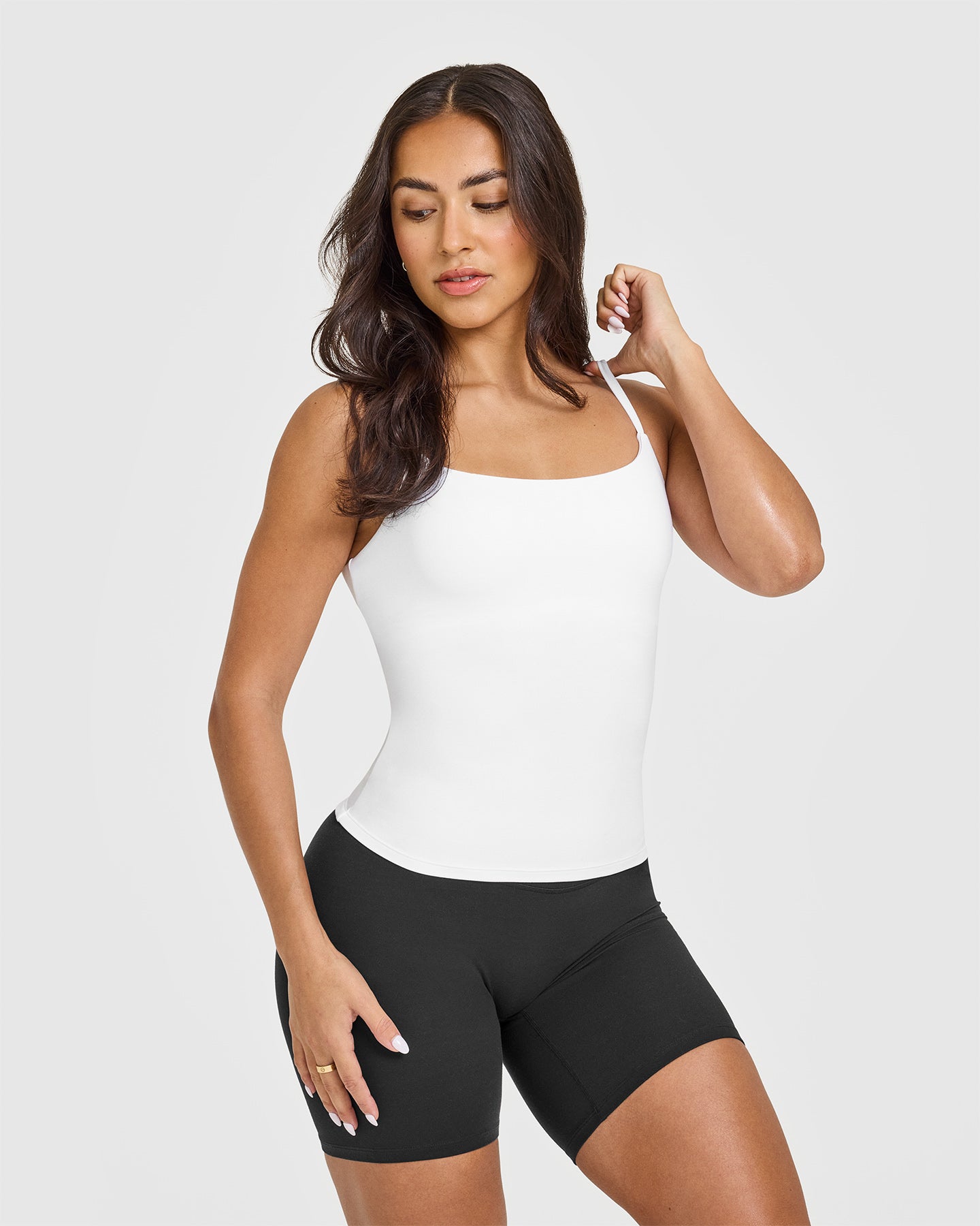 SoftMotion™ Strappy Vest with Built in Bra Shelf | White