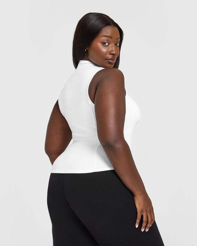 Mellow™ Rib Mock Neck Tank | White