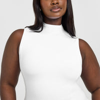 Mellow™ Rib Mock Neck Tank | White