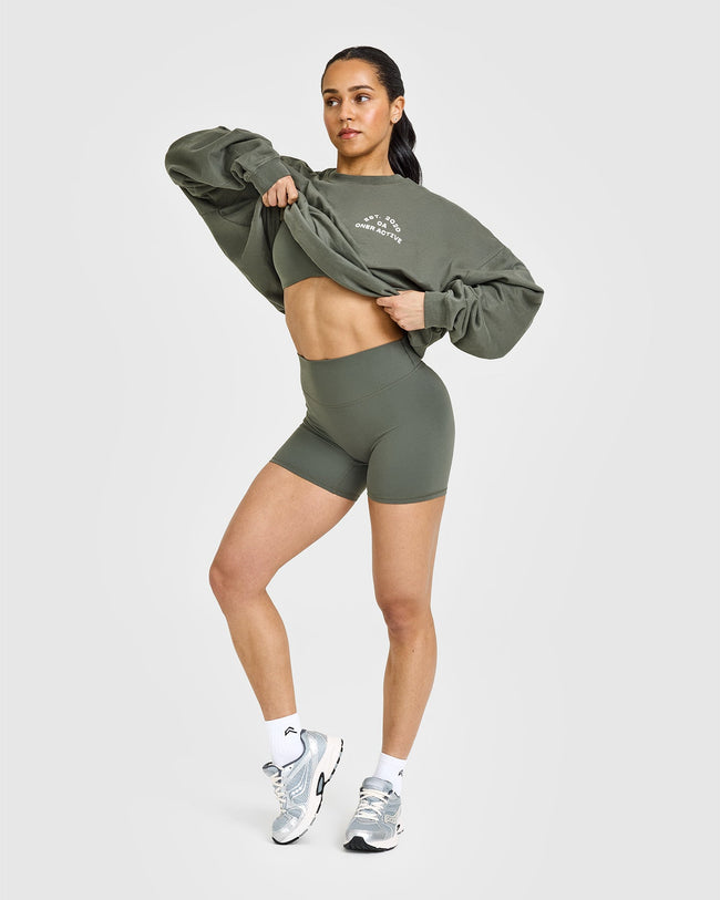 SoftMotion™ Shorts 6" with White Logo | Dark Khaki