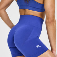 Effortless Seamless Shorts with White Logo | Space Blue