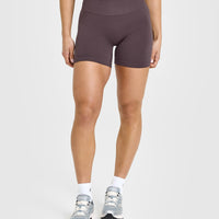 Effortless Seamless Shorts with White Logo | Umber Brown