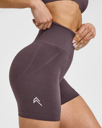 Effortless Seamless Shorts with White Logo | Umber Brown