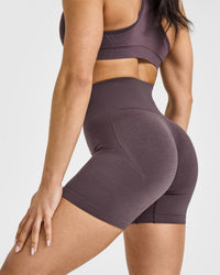 Effortless Seamless Shorts with White Logo | Umber Brown