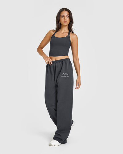 Mellow™ Rib Halter Neck Mid Vest with Built in Bra Shelf | Coal