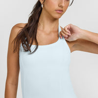 Mellow™ Rib Halter Neck Vest with Built in Bra Shelf | Cloud Blue