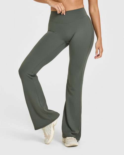 Oner Modal SoftMotion™ Flared Bottoms with White Logo | Dark Khaki