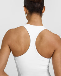 Mellowâ„¢ Rib Square Neck Mid Vest with Built in Bra Shelf | White