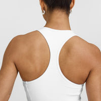 Mellowâ„¢ Rib Square Neck Mid Vest with Built in Bra Shelf | White